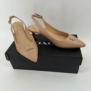 ❌SOLD❌Coach Jillian Slingback Heels Beechwood Leather Pointed Toe Kitten Pump
